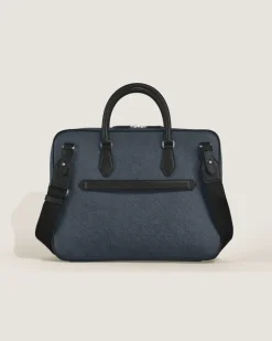 Mittelgroße Schreibmappe mit Tasche aus Sartorial Leder - Tweed-Blau - Leder - MB220332 - Dokumententaschen