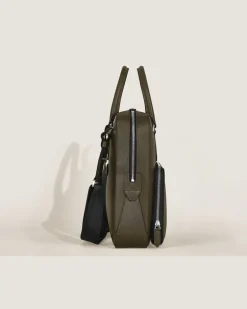 Mittelgroße Schreibmappe mit Tasche aus Sartorial Leder - Khaki - Leder - MB221546 - Dokumententaschen