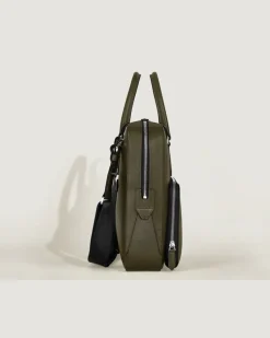 Mittelgroße Schreibmappe mit Tasche aus Sartorial Leder - Khaki - Leder - MB221546 - Dokumententaschen