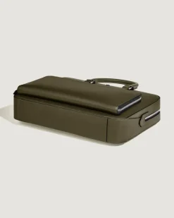 Mittelgroße Schreibmappe mit Tasche aus Sartorial Leder - Khaki - Leder - MB221546 - Dokumententaschen