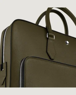 Mittelgroße Schreibmappe mit Tasche aus Sartorial Leder - Khaki - Leder - MB221546 - Dokumententaschen