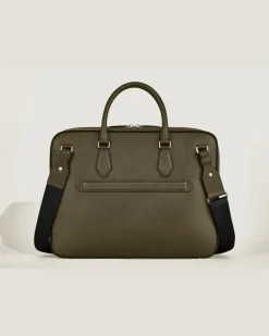 Mittelgroße Schreibmappe mit Tasche aus Sartorial Leder - Khaki - Leder - MB221546 - Dokumententaschen