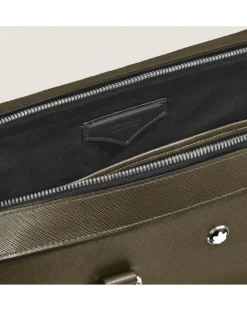 Mittelgroße Schreibmappe mit Tasche aus Sartorial Leder - Khaki - Leder - MB221546 - Dokumententaschen