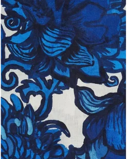 Mittelgroßes Tischdecke mit Blumen - Blau