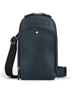 Mittelgroße Umhängetasche aus Sartorial Leder - Tweed-Blau - Leder - MB220356 - Sling Bags