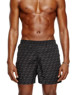 Mittellange Badeshorts mit Allover-Logo - Badeshorts - Herren - Schwarz