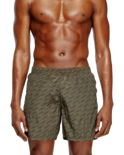 Mittellange Badeshorts mit Allover-Logo - Badeshorts - Herren - Braun