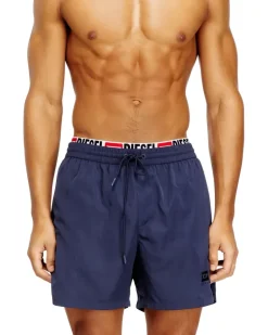 Mittellange Badeshorts mit Logo-Print - Badeshorts - Herren - Blau