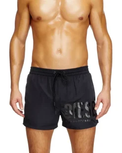 Mittellange Badeshorts mit Logo-Print - Badeshorts - Herren - Schwarz