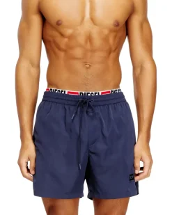 Mittellange Badeshorts mit Logo-Print - Badeshorts - Herren - Blau