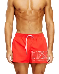 Mittellange Badeshorts mit Umriss-Logo - Badeshorts - Herren - Rot