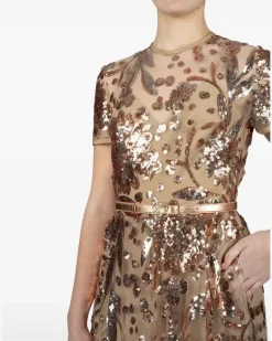 Mittellanges Tüllkleid - Nude