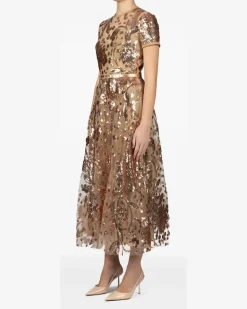 Mittellanges Tüllkleid - Nude
