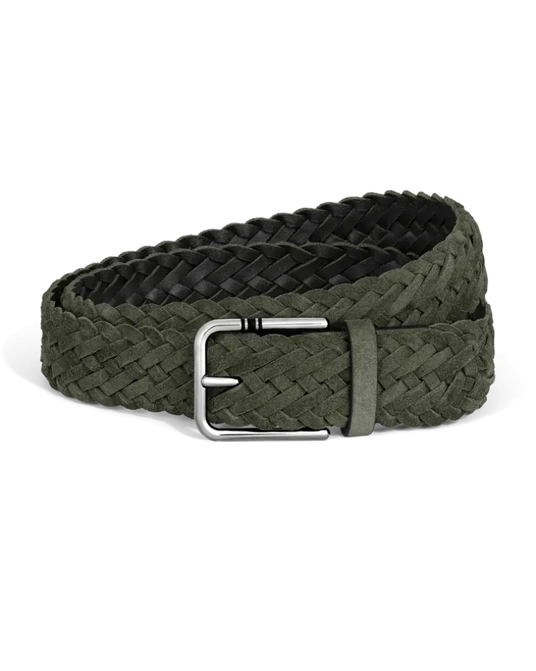35-mm-Gürtel aus Veloursleder mit quadratischer Meisterstück Schließe Grün - MB222249 - Gürtel