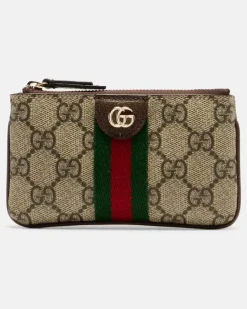 Münzetui Ophidia GG Web Stripe Beige