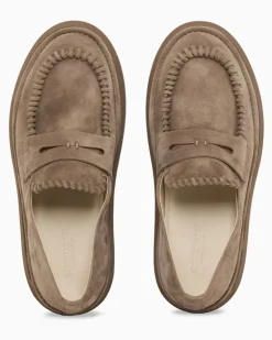 Mokassins aus Veloursleder Beige
