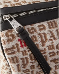 8 Moncler Palm Angels Leather-Trimmed Logo-Jacquard Weekend Bag Neutrals