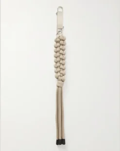 Moncler Silver-Tone and Cord Keyring White
