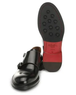 Monk-Schuhe aus gebürstetem Leder - Schwarz