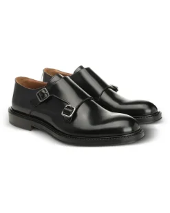 Monk-Schuhe aus gebürstetem Leder - Schwarz