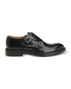 Monk-Schuhe aus gebürstetem Leder - Schwarz