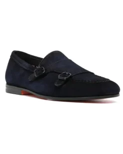 Monk-Schuhe aus Wildleder - Blau