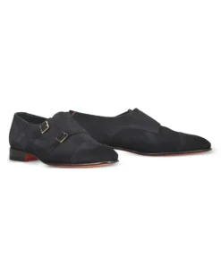 Monk-Schuhe aus Wildleder - Blau