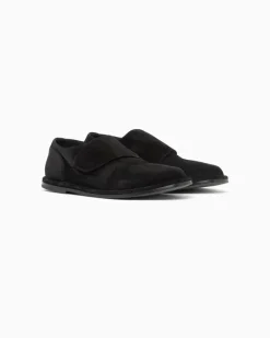 Monkstrap aus Veloursleder Schwarz
