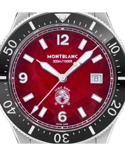 Montblanc Iced Sea Automatic Date - Burgunderrot - Stahl - Keramik - MB132291 - Uhr