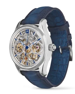 Montblanc 1858 The Unveiled Secret Minerva Monopusher Chronograph Limited Edition - 58 Exemplare - Blau / Silberfarben - STAHL, GRAUGOLD