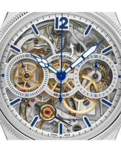 Montblanc 1858 The Unveiled Secret Minerva Monopusher Chronograph Limited Edition - 58 Exemplare - Blau / Silberfarben - STAHL, GRAUGOLD