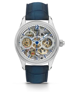 Montblanc 1858 The Unveiled Secret Minerva Monopusher Chronograph Limited Edition - 58 Exemplare - Blau / Silberfarben - STAHL, GRAUGOLD