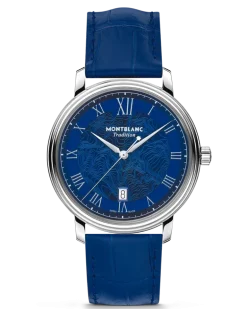 Montblanc Tradition Automatic Date Blau - Stahl - MB131274 - Uhr