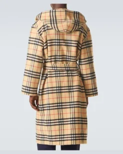 Morgenmantel Burberry Check aus Wolle und Kaschmir Beige