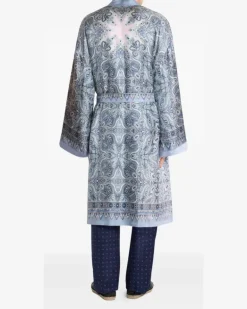 Morgenmantel mit Paisley-Print - Blau