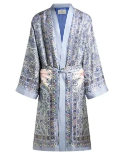 Morgenmantel mit Paisley-Print - Blau