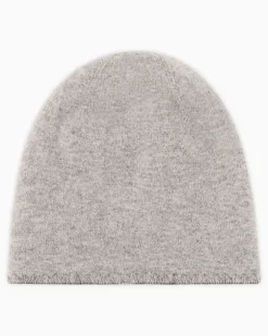 Mütze aus Kaschmir mit dezent gesticktem Logo Beige