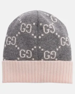 Mütze GG aus Kaschmir-Jacquard Grau