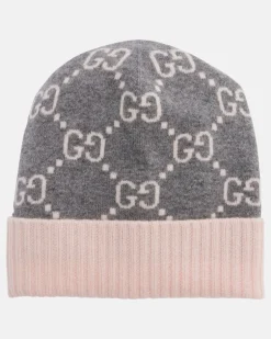 Mütze GG aus Kaschmir-Jacquard Grau