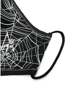 Mundschutz mit Spinnennetz-Print - Schwarz
