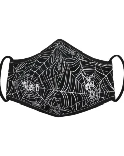 Mundschutz mit Spinnennetz-Print - Schwarz