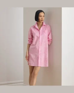 Nachthemd aus Batist mit Paisley-Motiv Pink
