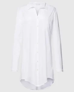 Nachthemd mit unifarbenem Design und Knopfleiste Weiss