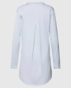 Nachthemd mit unifarbenem Design und Knopfleiste Hellblau