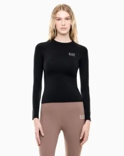Nahtloses Langarmshirt Ventus Plus mit Rundhalsausschnitt Schwarz