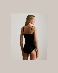 Nahtloses Oberteil mit rundem Ausschnitt Black
