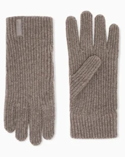Nahtlose Strickhandschuhe aus Kaschmir im Rippstrick Braun
