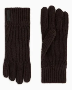 Nahtlose Strickhandschuhe aus Kaschmir im Rippstrick Braun
