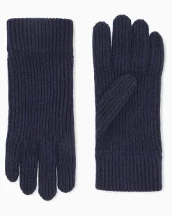 Nahtlose Strickhandschuhe aus Kaschmir im Rippstrick Blau