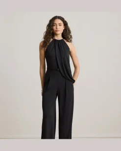 Neckholder-Jumpsuit aus Stretchjersey Black